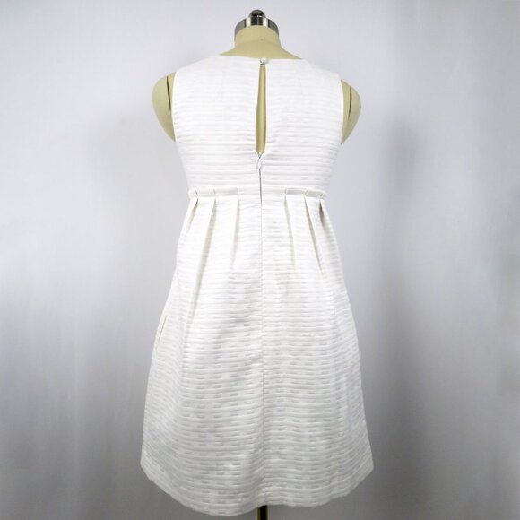 NWT Max and Cleo White Sleeveless Geometric Jacquard Satin A-Line Dress 6 - Picture 4 of 16